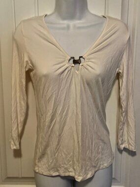 MK Michael Kors Beige Soft Top Sz M/M  / Long Sleeve / Logo / Washable